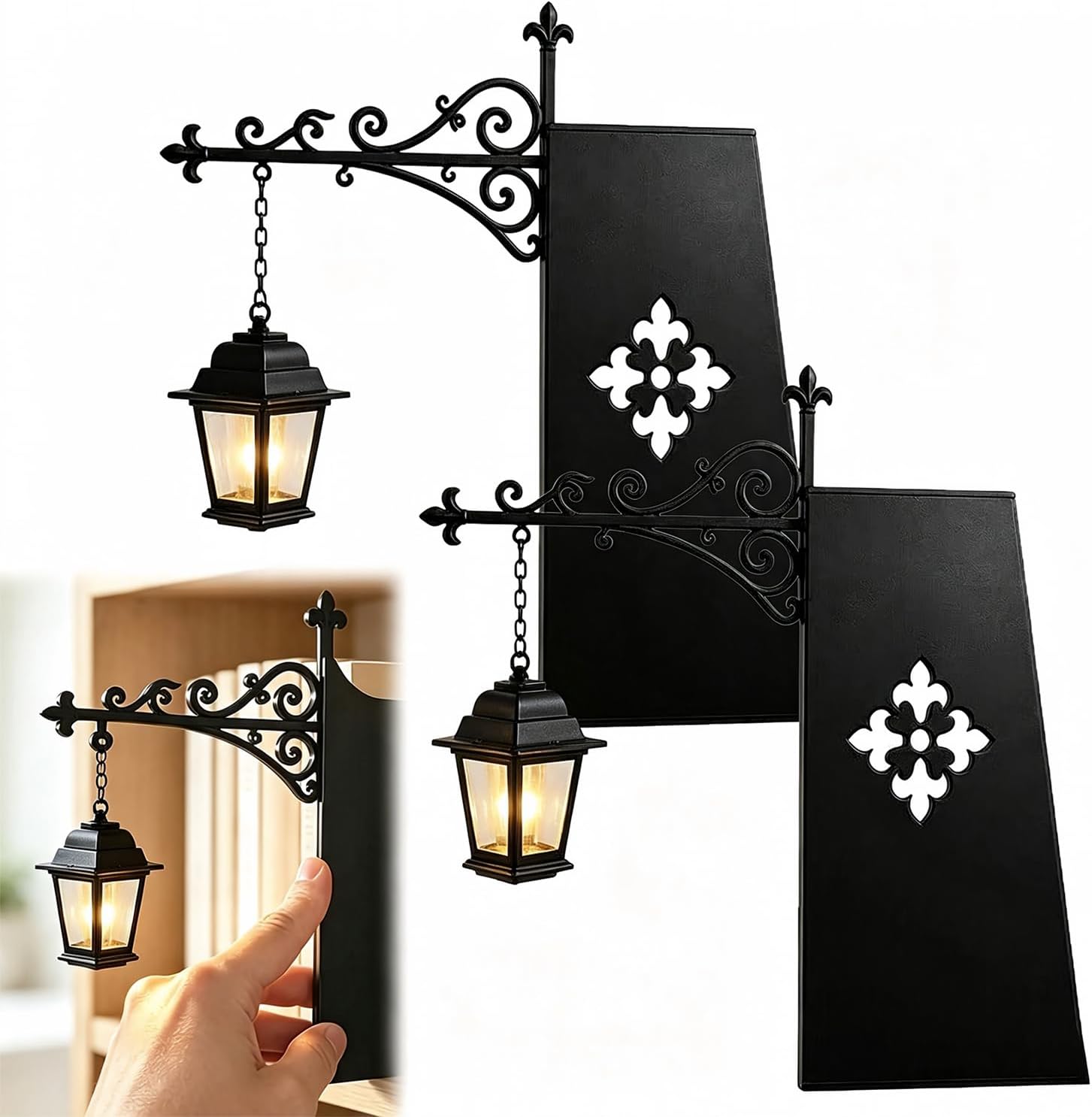 Mini Bookshelf Lantern Lamps, Warm LED - 2 Pack