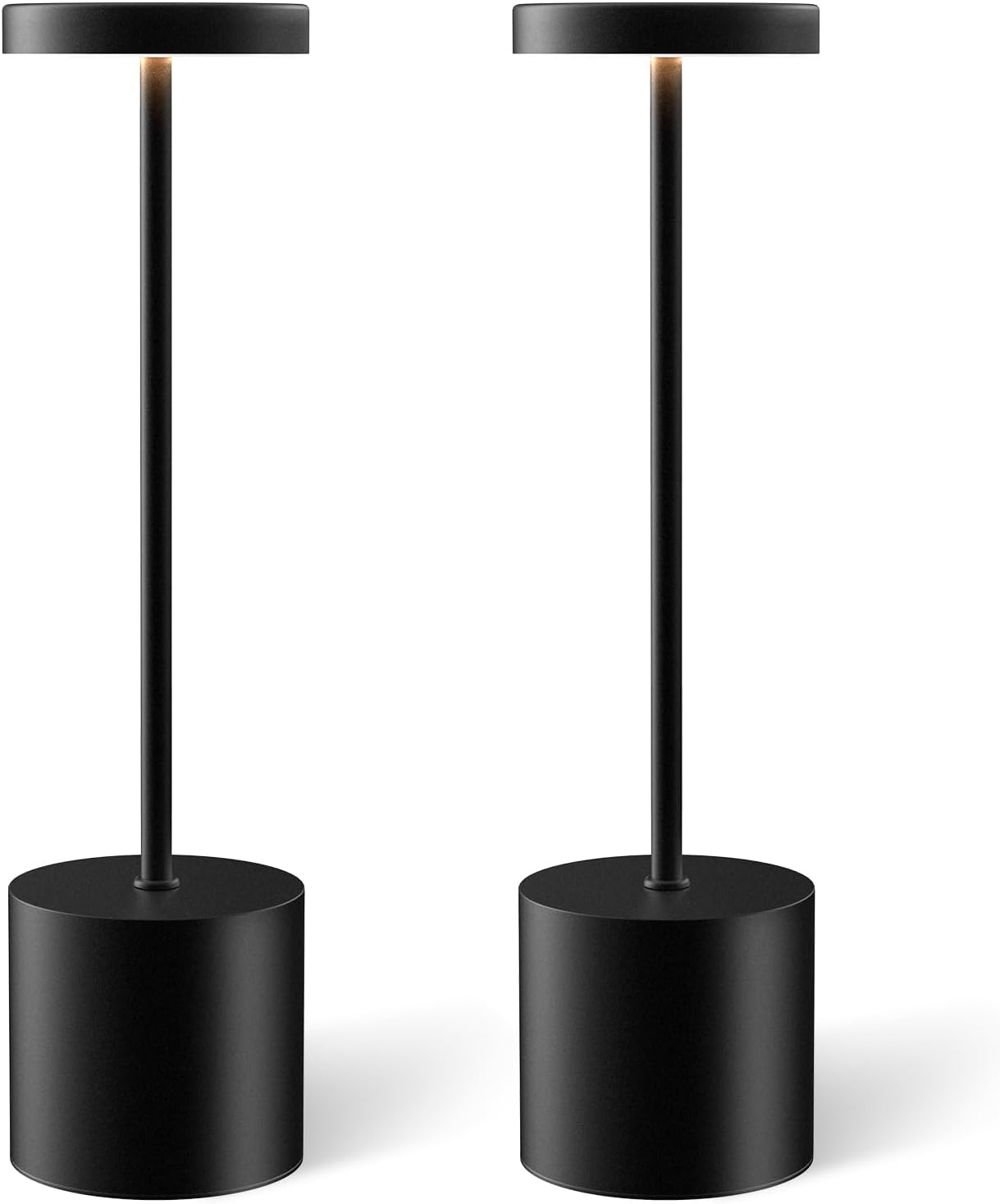 Cordless Rechargeable Table Lamps, 5000 mAh - Set of 2, 3 Colour Dimming, Black