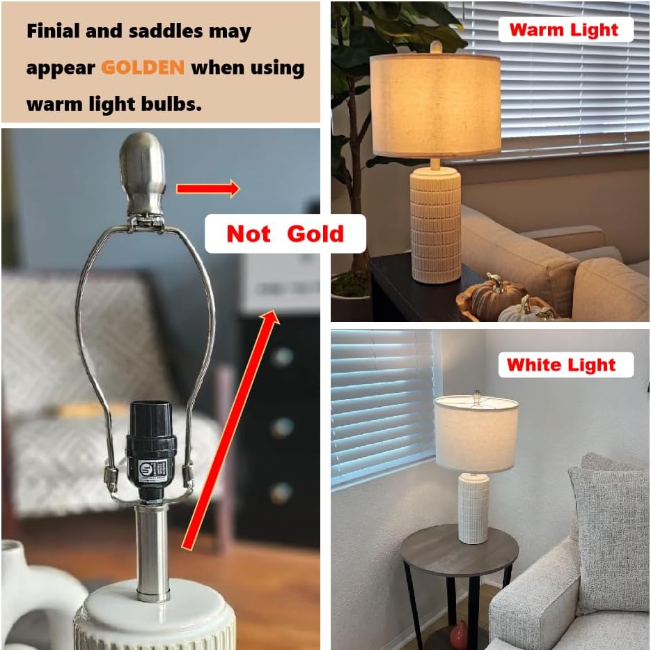Ceramic Table Lamps, 23 in - Set of 2, White, Living Room and Bedside Pair