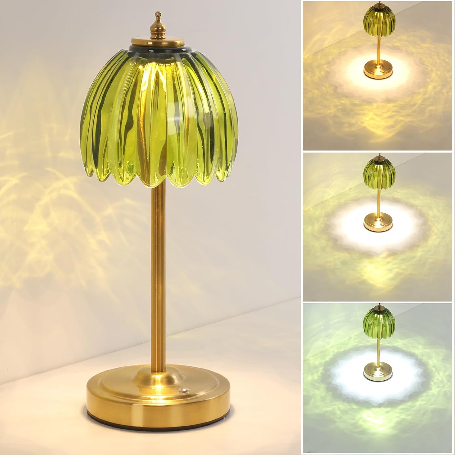 Tulip Cordless Table Lamp, 5000 mAh - Touch Control, 3 Colours, Green